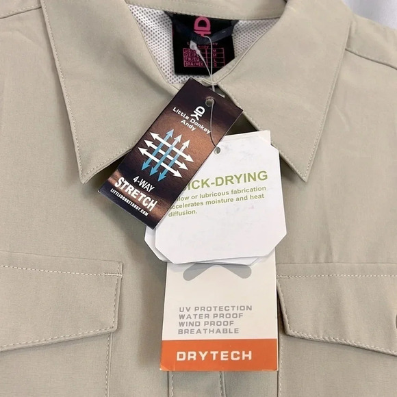 New Little Donkey Andy Dry Tech Button Up Short Sleeve Top Size M - Picture 6 of 6